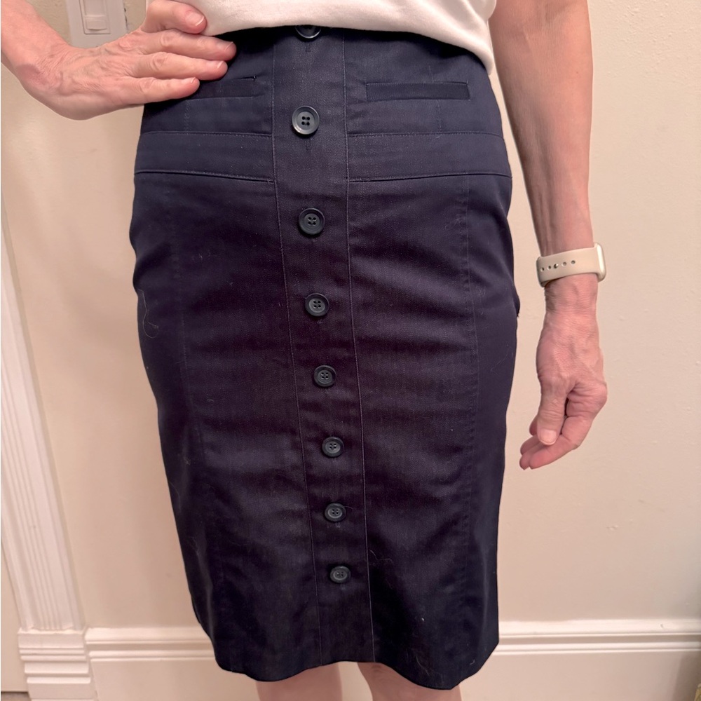 Catch my i navy blue high waisted pencil skirt with buttons